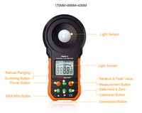 Testeur pédomètre lux 1/2 bits, affichage LCD standard de lumière led numérique, capteur de lumière de prix fc mini