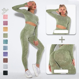 Leggings De sport <span class=keywords><strong>Push</strong></span>-<span class=keywords><strong>Up</strong></span> sans couture pour femmes, pantalon De Yoga délavé à l'acide, personnalisé, nouveau Style, - Product Image 6