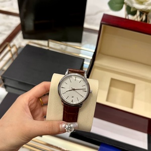 Minimalist White Dial Brown Leather Strap Dress <b>Watch</b> for Men and Women - Product Image 1