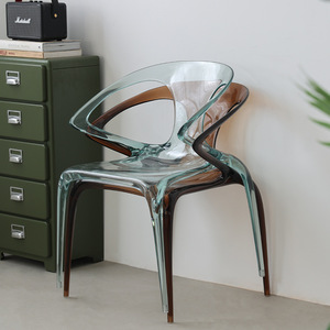 Modern Style Ergonomic Acrylic <strong>Dining</strong> <strong>Chair</strong> with Handrail <strong>Stackable</strong> Plastic Backrest for Home or Hotel Use - Product Image 2