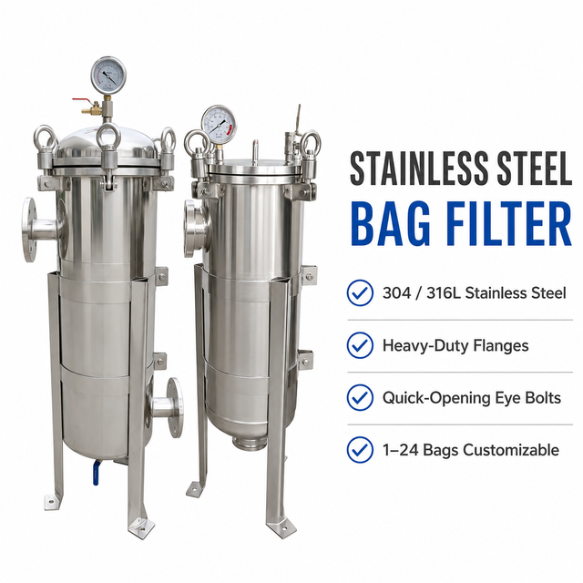 High Pressure Industrial Bag Filter Housing for Chemical Oil Water and Process Liquid Filtration