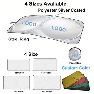 Лучшее индивидуальное печатание складное переднее ветровое стекло полиэстер УФ ПЭ пузырьковый автомобильный солнцезащитный козырек Авто дешевый двухкруговой автомобильный солнцезащитный козырек логотип - Product Image 2