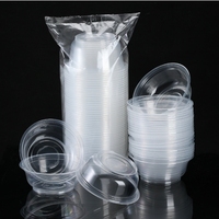 Conteneur alimentaire rond transparent en plastique avec couvercle assorti, plusieurs capacités, pour salade de fruits, céréales, présentoir de détail