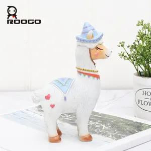 ROOGO หุ่นตัวละคร Alpaca,ของเล่นเรซิ่นสำหรับตกแต่งบ้าน