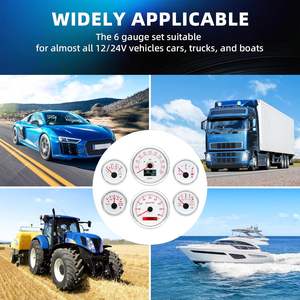 Compteur automobile 6-en-1 pour bateau, 3-3/8 pouces, 200 km/h, avec GPS, tachymètre, pression d'huile/niveau de carburant, température de l'eau, voltmètre - Product Image 5