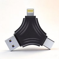 Adaptateur de clé USB 3.0 en métal 3-en-1 Type-C/Lightning/OTG Lecteur de carte 64 Go/128 Go/256 Go pour iPhone/Android/PC/Ordinateur portable Garantie 2 ans