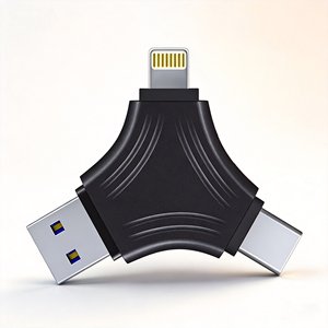 อะแดปเตอร์แฟลชไดรฟ์โลหะ 3 in 1 USB 3.0 แบบ Type-C/Lightning/<span class=keywords><strong>OTG</strong></span> พร้อมช่องอ่านการ์ด ความจุ 64GB/128GB/256GB สำหรับ <span class=keywords><strong>iPhone</strong></span>/Android/PC/แล็ปท็อป รับประกัน 2 ปี - Product Image 1
