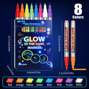 Marqueurs phosphorescents 2026 – 8 couleurs néon fluorescentes <span class=keywords><strong>pour</strong></span> masques de fête, pierre, tissu, verre, bois et loisirs créatifs - Product Image 2