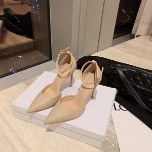 Sandales minimalistes à bride cheville pour femme, bout pointu, talon aiguille très haut, chaussures d'été tendance avec boucle décorative, printemps-hiver, en PU - Product Image 4