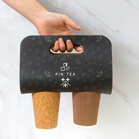 Plateau de transport en papier kraft pour servir et emporter des gobelets à café et à jus, porte-boissons pratique