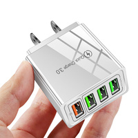 Chargeur mural USB 4 ports 5.1A, sortie 5V/3A, chargeur cube USB QC3.0, boîte de charge 5.1A, prise murale multi-ports