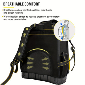 Tool Backpack 15-19 Pockets 200 Lb Capacity Multi Function Waterproof Yellow Tool Bag For Electrician Repair Work - Product Image 3