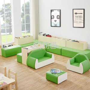 Moetry Baby Nursery Biblioteca Muebles Banco de lectura suave con almacenamiento Guardería Estantería para niños - Product Image 1
