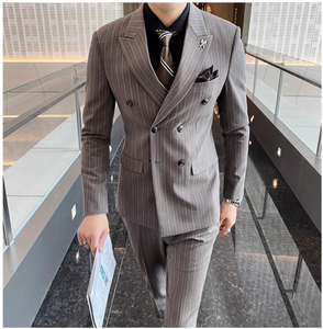 Precio de fábrica Nuevo producto Delgado Traje de tres piezas Chaquetas de hombre Casual Doble botonadura para el novio Mejor vestido de hombre - Product Image 4
