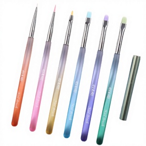 Ensemble de pinceaux pour nail art en gel avec logo personnalisé, double tête, pour résine acrylique, nylon, plat, ovale, liner ombré, pointe éventail angulaire, outil de salon durable - Product Image 2