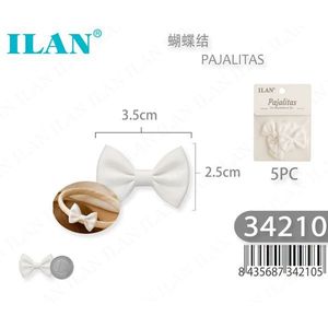 Ilan Pajalitas Noeud papillon 3,5 cm Accessoire pour cheveux blancs pour bébés Pack de 5 pièces - Product Image 1