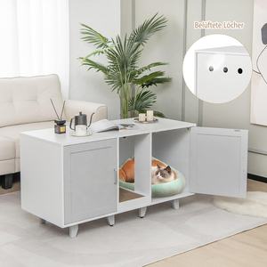 Vente en gros de meubles pour animaux de compagnie modernes et bon marché, en bois blanc, cachés à l'intérieur, avec bac à litière fermé, maison pour <span class=keywords><strong>chat</strong></span> - Product Image 4