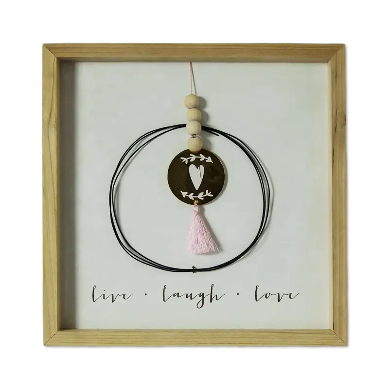 Vente en gros Live Laugh Love Plaque murale suspendue en bois Farmhouse Panneaux en bois encadrés vierges carrés non finis pour la décoration murale de la maison