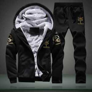 Nouveaux Survêtements Thermiques Tissés pour Hommes d'Hiver, Ensembles Deux Pièces Décontractés et Chauds - Product Image 2