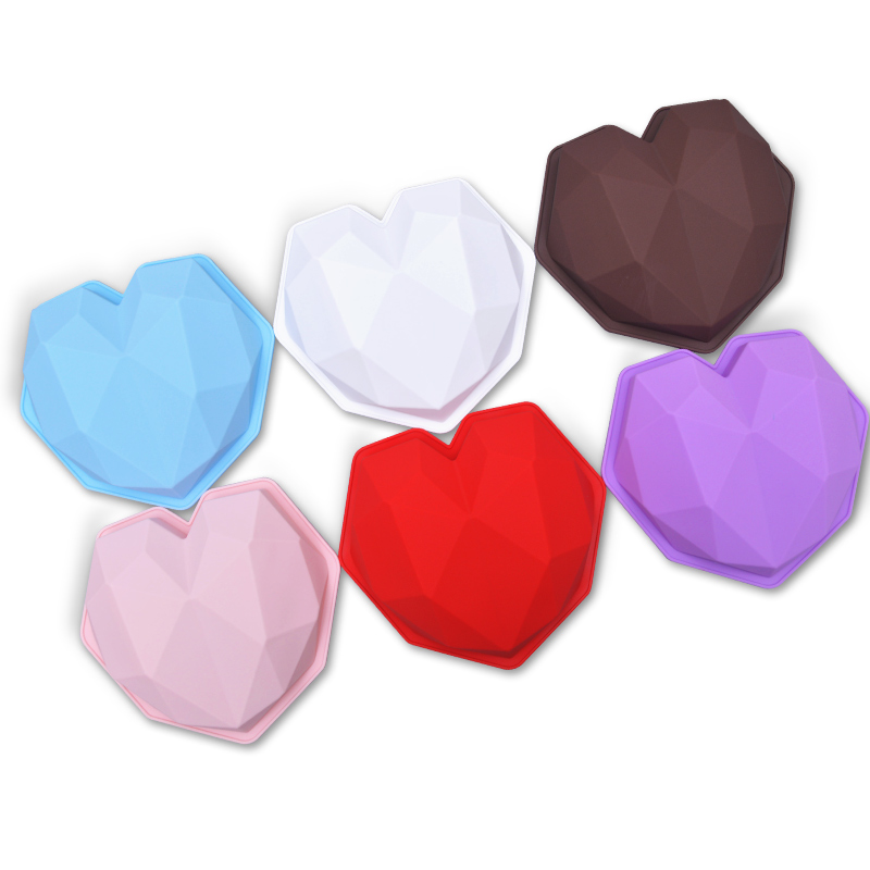 3D Diamond Love Heart Shape Silicone Molds for Baking Sponge Chiffon Mousse Dessert Cake Molds Food Grade