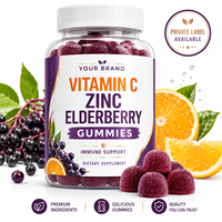 Gummies à la vitamine C, au zinc et à l'églantier, complément alimentaire pour soutenir l'immunité des adultes, végétalien, faible en sucre, sans gluten, étiquette privée OEM
