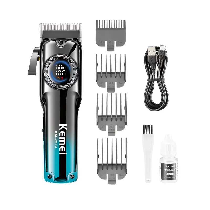 Электрическая машинка для стрижки волос KEMEI, km-2279 быстрая зарядка, профессиональная машинка для стрижки волос с литиевой батареей большой емкости для мужчин