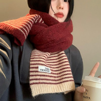 Écharpe longue en tricot rayé teint en fil, style coréen vintage, pour femme, automne/hiver, chaude, épaisse, protection contre le froid de qualité supérieure