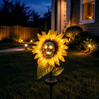 Lampe solaire de sol en forme de crâne de tournesol - Éclairage décoratif élégant pour l'intérieur et l'extérieur avec LED écologiques et résistant aux intempéries