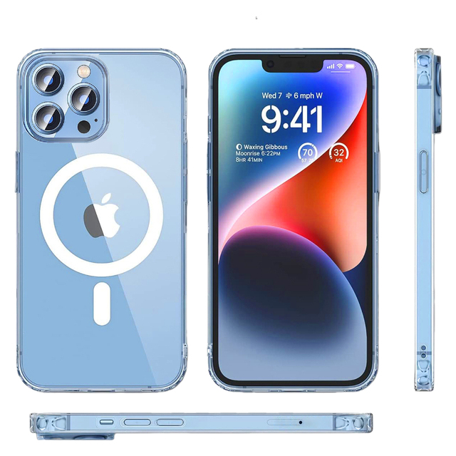 Magnetic TPU+PC Phone Case for iPhone 17 16 15 Pro Models Transparent Wireless Charging Compatible Cover for iPhone 17 Series