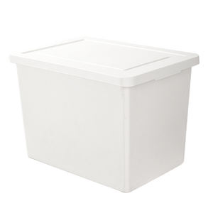 Storage <b>Box</b> Clothing Organizer Plastic With Lid Stackable Large Capacity Household Use Rectangle Solid Color - Product Image 5