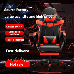 Chaise de jeu ergonomique à livraison rapide, réglable en hauteur, chaise de jeu de course avec dossier haut et massage, avec repose-pieds - Product Image 4
