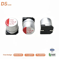 Condensador Electrolítico de Polímero SMD Polar Conductivo de 63V 150uF 10x10.5mm de Baja Impedancia para Placa de Alimentación de Servidor Edge