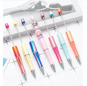 새로운 디자인 플라스틱 구슬 펜 구슬 펜 창조적 인 DIY 반짝이 빛나는 구슬 펜 아이들을위한 결혼식 들러리 손님 선물
