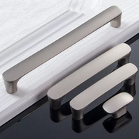 Ensemble de poignées de meuble en Zamak massif, finition nickel satiné brossé, robustes, de type capsule plate, avec boutons assortis, pour la vente en gros