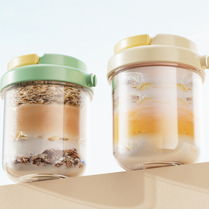 430Ml Glazen Ontbijtbeker Met Handvat Lekvrij Deksel & Stalen Lepel Draagbare Haver/Schudpot Voor Kamperen - Product Image 3