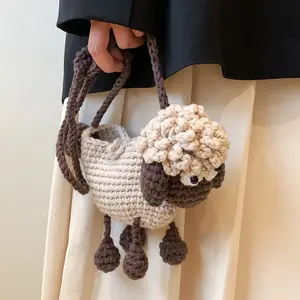 Bán Buôn Giá Thấp Thiết Kế Mới Dễ Thương Thời Trang Cừu Len Túi Handmade Crochet Túi Xách Cho Bé Trai Và Cô Gái