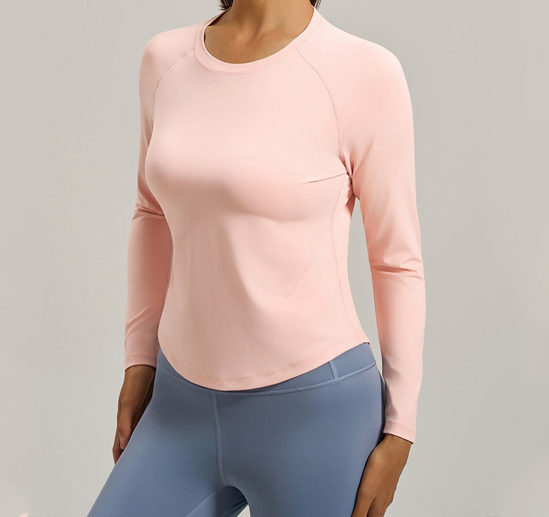 Autumn Winter Women's Breathable for Fitness T-shirt Crew Neck Slim-fit Long Sleeve Outdoor Sports Yoga Clothes