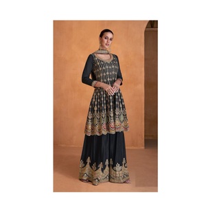 Fausse georgette lourde avec séquences de broderie Fonctionne élégant et concepteur Salwar Kameez pour les événements et les fêtes - Product Image 1