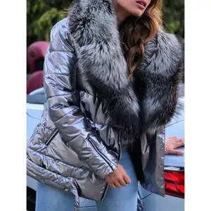 Europe And America Like Plus Size Winter Down Coat Ladies Hooded Shiny Puffer Jacket