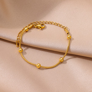 Chaîne <span class=keywords><strong>de</strong></span> perles <span class=keywords><strong>de</strong></span> serpent rond minimaliste européenne et américaine, chaîne <span class=keywords><strong>de</strong></span> pied pour femme en perles, chaîne <span class=keywords><strong>de</strong></span> <span class=keywords><strong>cheville</strong></span> en acier inoxydable plaqué 18 carats - Product Image 5