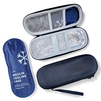 Étui de transport isotherme pour insuline avec 2 blocs réfrigérants pour lecteur de glycémie, seringues et kit de test – Étui de refroidissement pour insuline bleu