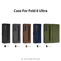 Étui Folio en Cuir PU avec Fermeture Magnétique et Protection RFID pour Samsung Galaxy Z Fold 8 Ultra 8 7 6 5 4 3 2, avec Fentes pour Cartes, Monnaie et Stylo, et Verre Trempé