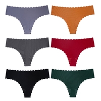 Lingerie sexy en string, spandex/nylon, taille basse, sans couture, séchage rapide et respirant, culottes string pour femmes