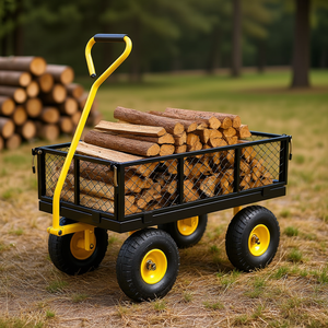 Carrello da Giardino in Acciaio Resistente con Pneumatici All-Terrain da 10 Pollici, Lati in Rete Rimovibili, Nero, Capacità 500 Libbre, Modello D0100XUYSWY - Product Image 2