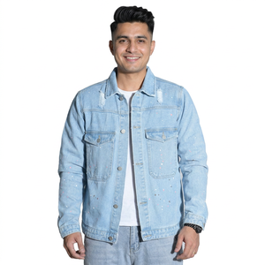 Chaqueta Vaquera de Mezclilla con Cuello para Hombre, Estilo Vintage Azul, al por Mayor, Personalizada - Product Image 1
