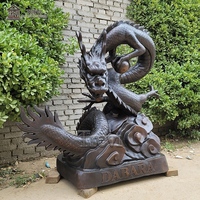 Sculpture de dragon chinois en bronze grandeur nature, Feng Shui, statue de dragon antique en métal