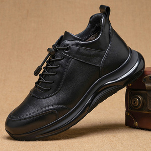 Chaussures de course pour hommes en cuir véritable pour l'hiver avec semelle intermédiaire en EVA, semelle extérieure en caoutchouc, doublure douce et amortissante, protection des orteils, chaussures décontractées pour papa - Product Image 1