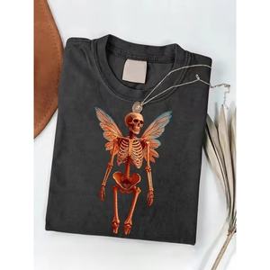 ผู้ผลิตขายส่งเสื้อยืดโอเวอร์ไซส์ผู้หญิง ผ้าโพลีเอสเตอร์/คอตตอน 180gsm สไตล์วินเทจ Y2K เป็นมิตรกับสิ่งแวดล้อม พิมพ์โลโก้ตามสั่ง แขนสั้น สีเอซิด - Product Image 1