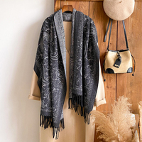 Automne hiver élégant châle nouveau Style ethnique luxueux longue écharpe avec Texture Paisley épaissie chaud cou plus chaud fait Polyester
