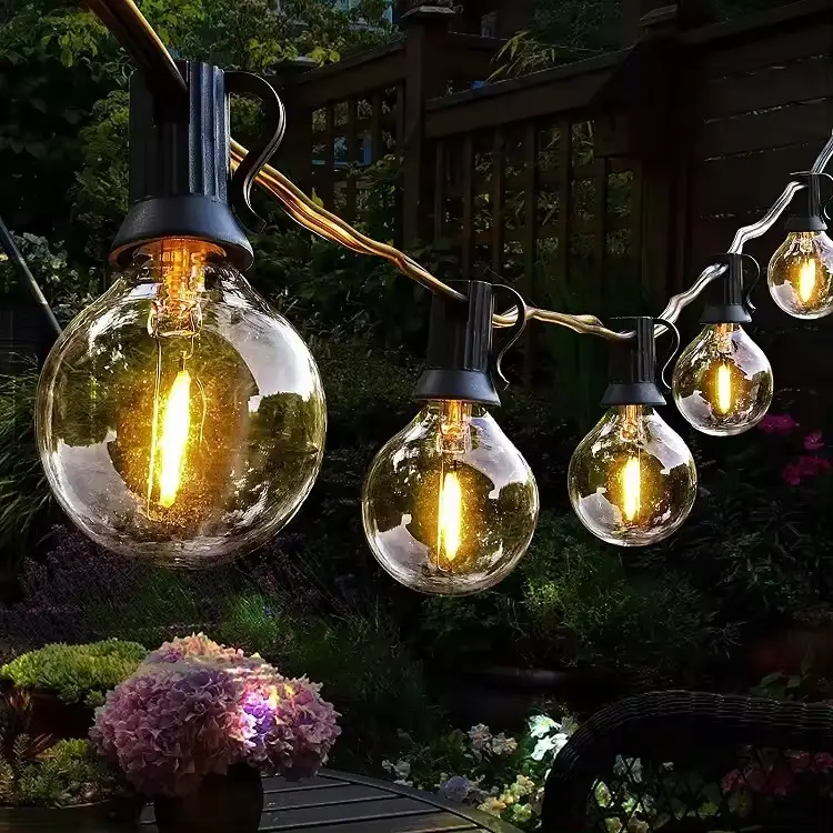 G40 LED transparent spherical bulb solar LED string light outdoor wedding garland light waterproof 10 bulb